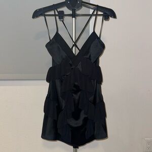 Forever21 spaghetti strap black mini dress with ruffles